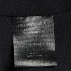 مملوكة مسبقًا Jonathan Simkhai Black Crepe Ruffle Scarf Neck Tie Mini Dress S