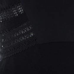 Jonathan Simkhai Black Crepe and Bonded Lace Peplum Cropped Top M 