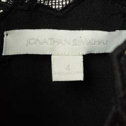 Jonathan Simkhai Black Lace Trim Crepe Cut-Out Sleeve Detail Blouse S