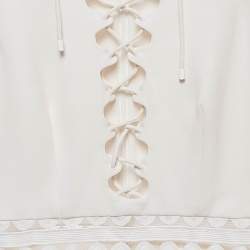 Jonathan Simkhai White Lace-up Crepe Flounce Top S
