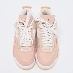 Jordan Peach Pink Nubuck Leather Air Jordan Retro 4 High Top Sneakers Size 38