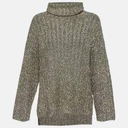 Joseph Metallic Lurex Knit High Neck Jumper XS