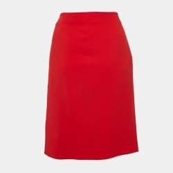 Joseph Red Crepe Zip-Up Skirt L