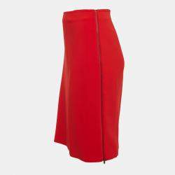 Joseph Red Crepe Zip-Up Skirt L