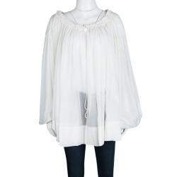 Pre Owned بلوزة جوزيف مو مو قطن بطيات فوال أوف شولدر واسعة M