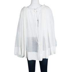 Pre Owned بلوزة جوزيف مو مو قطن بطيات فوال أوف شولدر واسعة M