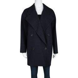 Joseph Navy Blue Summer Tweed Double Breasted Maubert Coat M