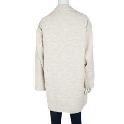 Joseph Beige Stone Summer Tweed Double Breasted Maubert Coat L