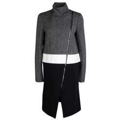 Pre Owned Joseph Tricolor Techno Tweed Zip Detail Preston Long Coat L