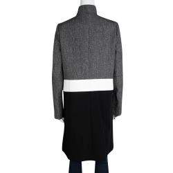 Pre Owned Joseph Tricolor Techno Tweed Zip Detail Preston Long Coat L