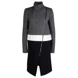 Pre Owned Joseph Tricolor Techno Tweed Zip Detail Preston Long Coat M