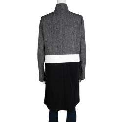 Pre Owned Joseph Tricolor Techno Tweed Zip Detail Preston Long Coat M