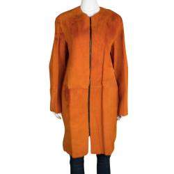 Joseph Orange Fur Kangaroo Skin Zip Front Sydney Coat M