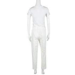 Joseph Off White New Cotton Compact Finley Regular Fit Trousers L