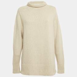 Pre Owned Joseph Beige Rib Knit Turtle Neck Sweater M