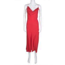 Joseph Red Crepe Noodle Strap Cross Back Naomi Dress M