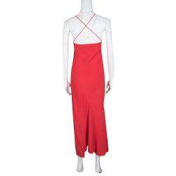 Joseph Red Crepe Noodle Strap Cross Back Naomi Dress M