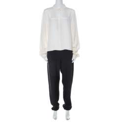 Joseph Black & Off White Matt Silk Harem Pants Full Sleeve Harlem Jumpsuit L
