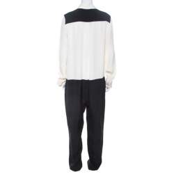 Joseph Black & Off White Matt Silk Harem Pants Full Sleeve Harlem Jumpsuit L