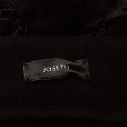 Pre Owned Joseph Black Stretch Crepe Pleated Lace Courtney Skirt M
