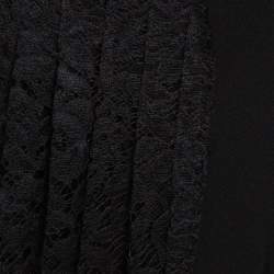 Pre Owned Joseph Black Stretch Crepe Pleated Lace Courtney Skirt M