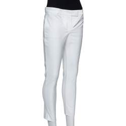 Joseph White Cotton Blend Bing Court Cropped Stretch Trousers S