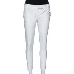 Joseph White Cotton Blend Bing Court Cropped Stretch Trousers S