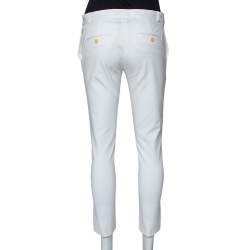 Joseph White Cotton Blend Bing Court Cropped Stretch Trousers S