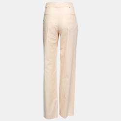 Pre Owned Joseph Cream Cotton Straight Leg Pants M