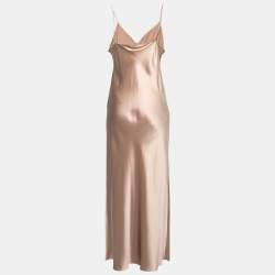 Joseph Champagne Pink Silk-Satin Long Slip Dress M