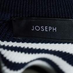 Pre Owned Joseph Navy Blue & White Cotton Perforated Knit Sweatshirt XL