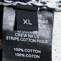 Pre Owned Joseph Navy Blue & White Cotton Perforated Knit Sweatshirt XL