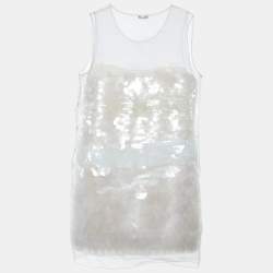 Pre Owned Joseph White Sequined Organza Overlay Lewis Dress S