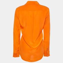 مملوكة مسبقًا Joseph Orange Silk & Organza Pocket Shirt M