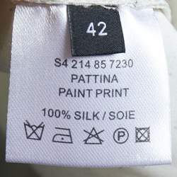 Pre Owned Joseph Cream & Black Paint Printed Silk Pattina Dress L
