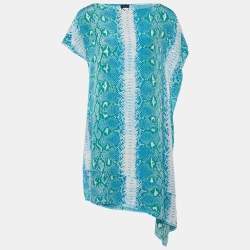 Joseph Blue Snake Printed Silk Shift Dress M