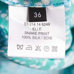 Joseph Blue Snake Printed Silk Shift Dress S