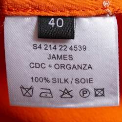 Pre Owned Joseph Orange Silk & Organza Stripe Detail Shirt M