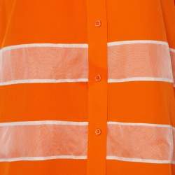 Pre Owned Joseph Orange Silk & Organza Stripe Detail Shirt M