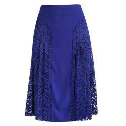 Pre Owned Joseph Cobalt Blue Pleated Lace Detail Courtney Skirt L