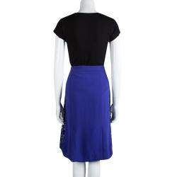 Pre Owned Joseph Cobalt Blue Pleated Lace Detail Courtney Skirt L
