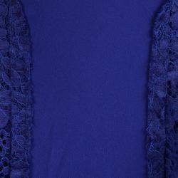 Pre Owned Joseph Cobalt Blue Pleated Lace Detail Courtney Skirt L