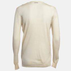 Joseph Cream Georgette and Wool Buttoned Cardigan L