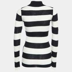 مملوكة مسبقًا Joseph Black/White Stripe Cashmere High Neck Sweater XS