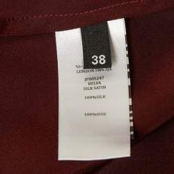 Pre Owned Joseph Burgundy Satin Silk V-Neck Belva Blouse M