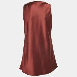 Pre Owned Joseph Burgundy Satin Silk V-Neck Belva Blouse M