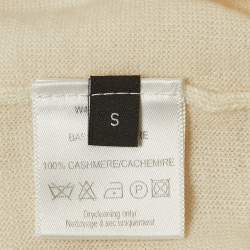 Pre Owned Joseph Cream Cashmere Knit V-Neck Sweater S