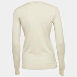 Pre Owned Joseph Cream Cashmere Knit V-Neck Sweater S