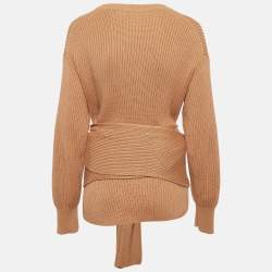 Joseph Brown Rib Knit Tie-Up Detail Sweater S