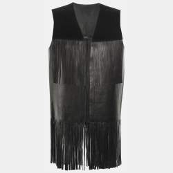Joseph Suede and Leather Fringe Detail Biker Jacket M